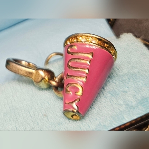Juicy Couture Gold Pink Pave Cheerleader Megaphone Charm Bracelet Cheer Jewelry - Picture 3 of 14